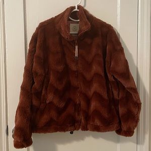 UO Burgundy Faux Fur Jacket